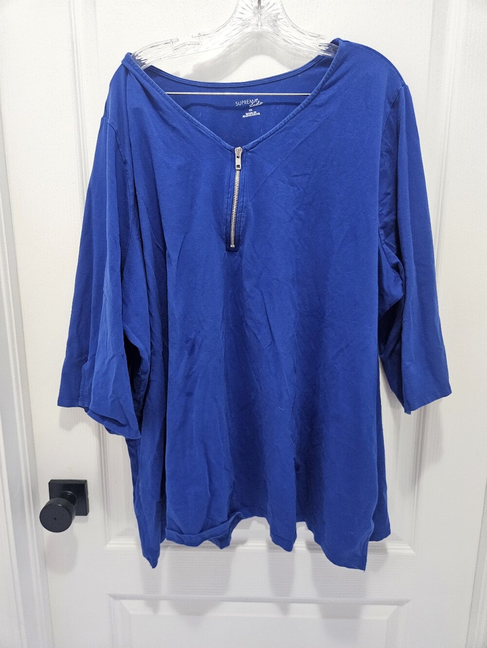 Catherones Suprema Studio Half Zip Tunic 3xl Blue Stretch Cotton